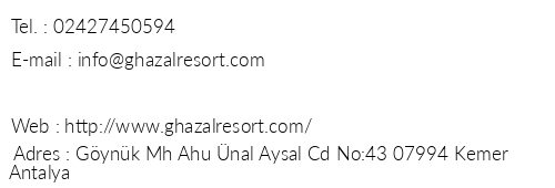 Tui Fun & Sun Miarosa Ghazal Resort telefon numaralar, faks, e-mail, posta adresi ve iletiim bilgileri